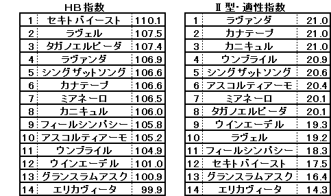 2025　府中牝馬Ｓ　適性指数　府中牝馬Ｓ版